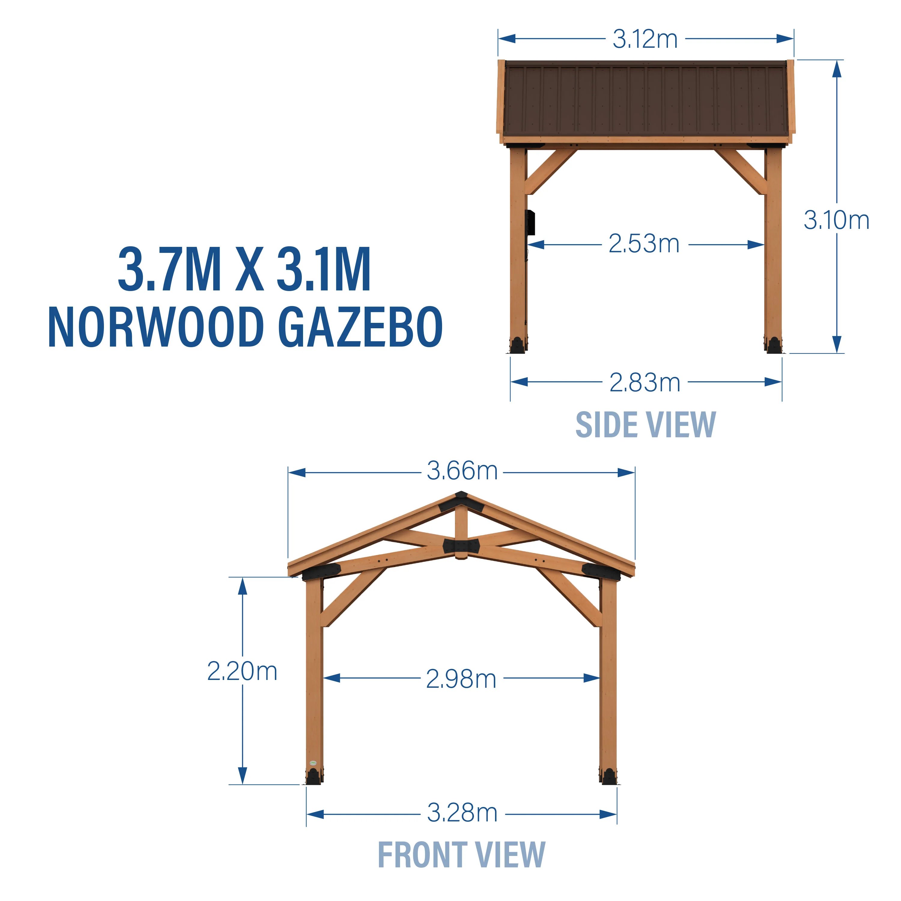 3.7m x 3.1m (12ft x 10ft) Norwood Gazebo - Image 2
