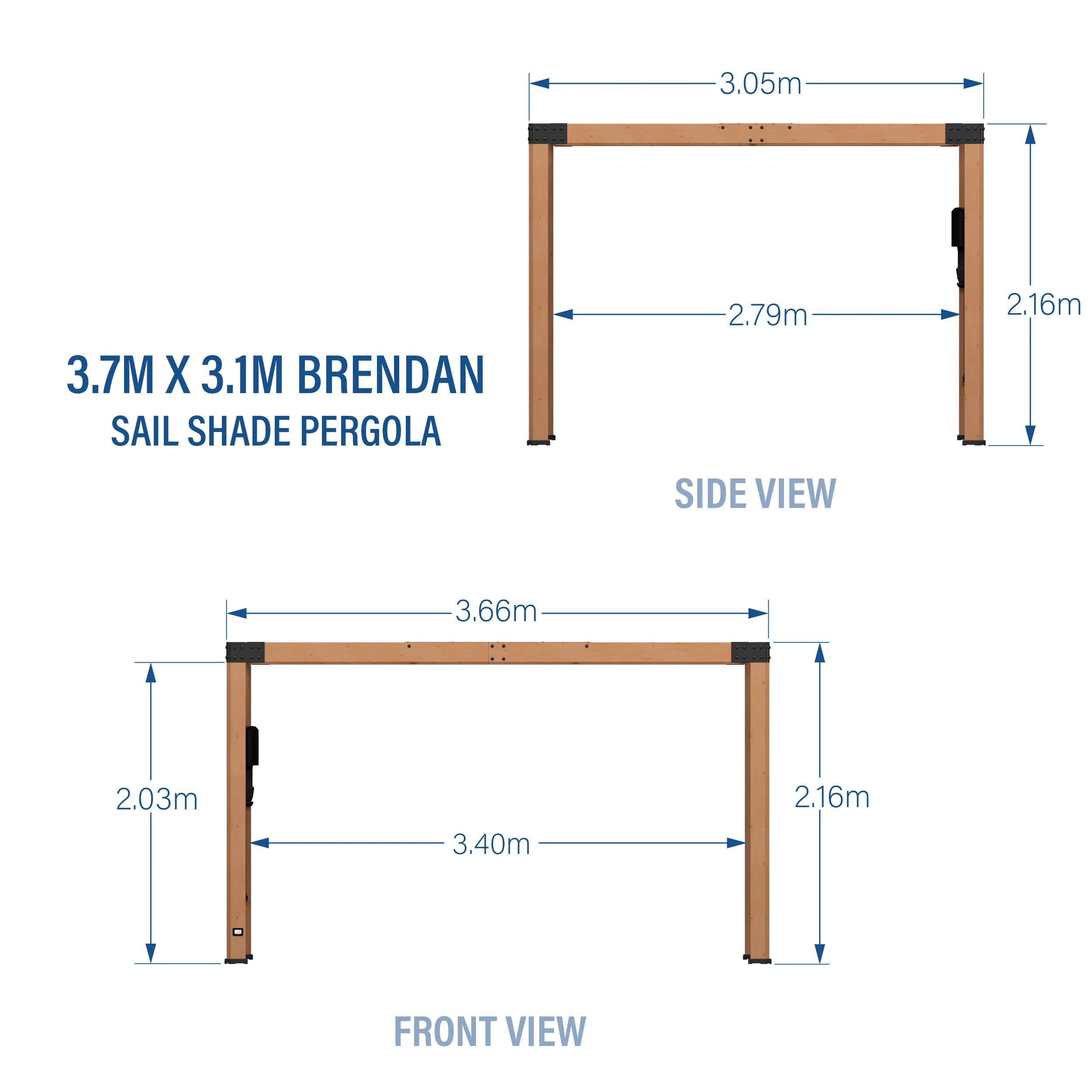 3.7m x 3.1m (12ft x 10ft) Brendan Sail Shade Pergola - Image 2