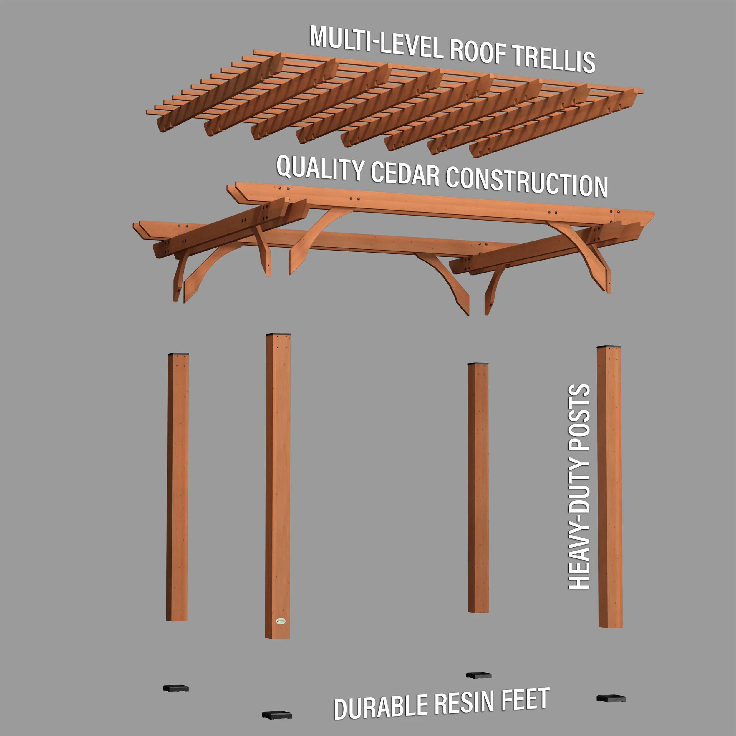 3.7m x 3.1m (12ft x 10ft) Wood Pergola - Image 8