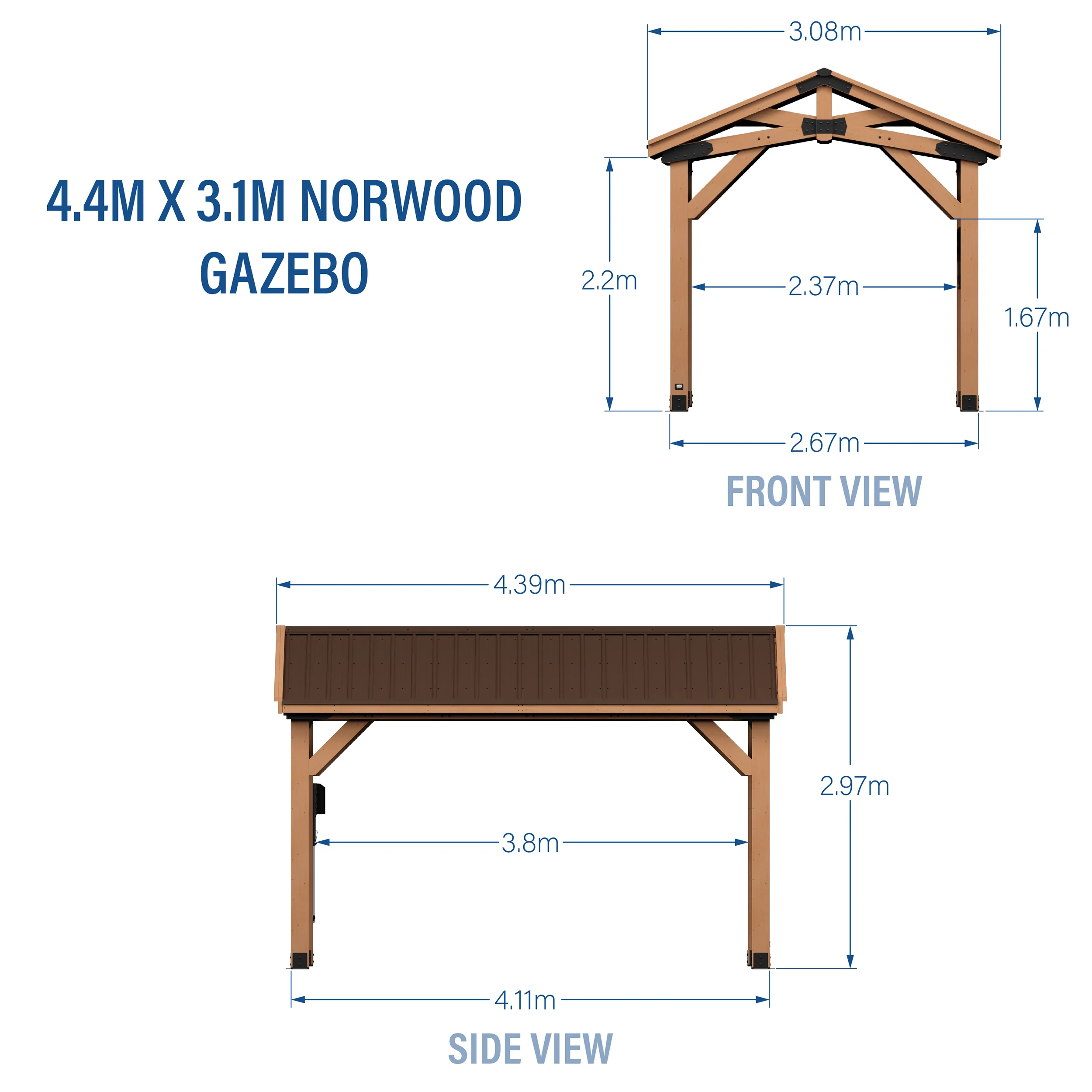 4.4m x 3.1m (14ft x 10ft) Norwood Gazebo - Image 2