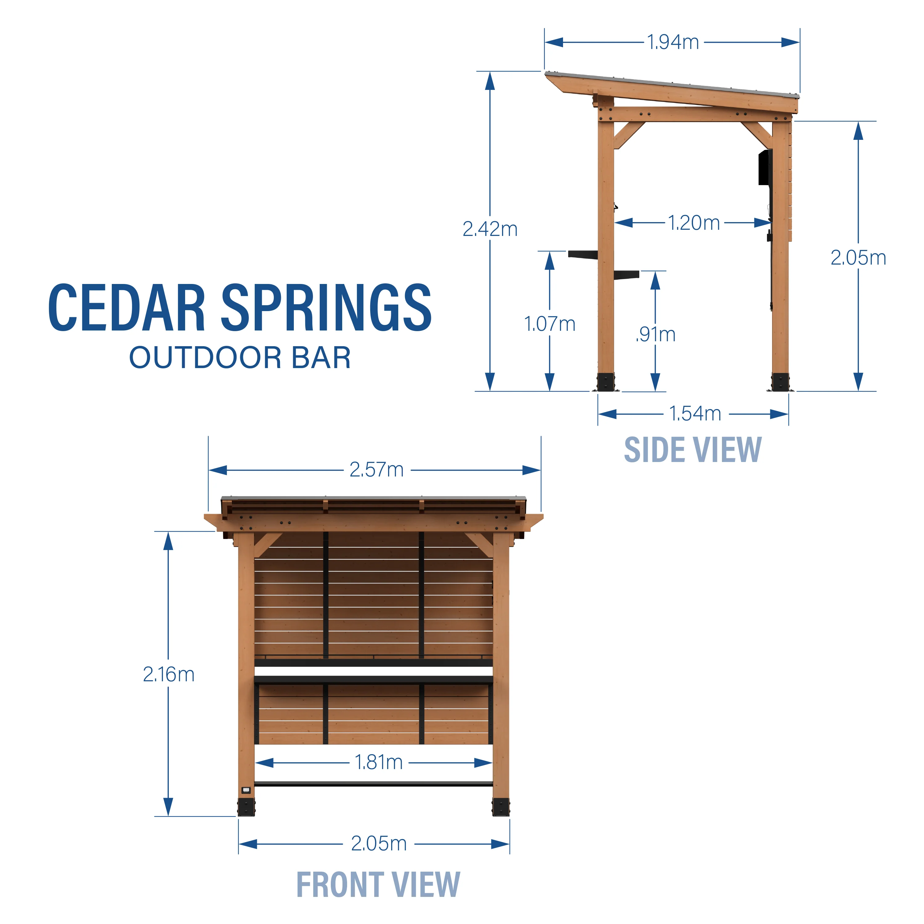 2.6m x 1.9m (8ft x 6ft) Cedar Springs Outdoor Bar - Image 2